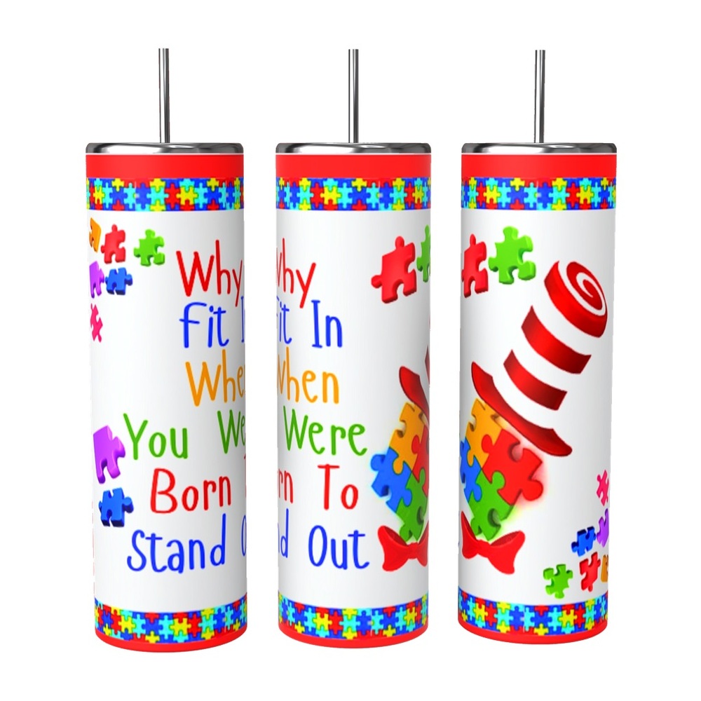Colorful Puzzle Piece Autism Tumbler